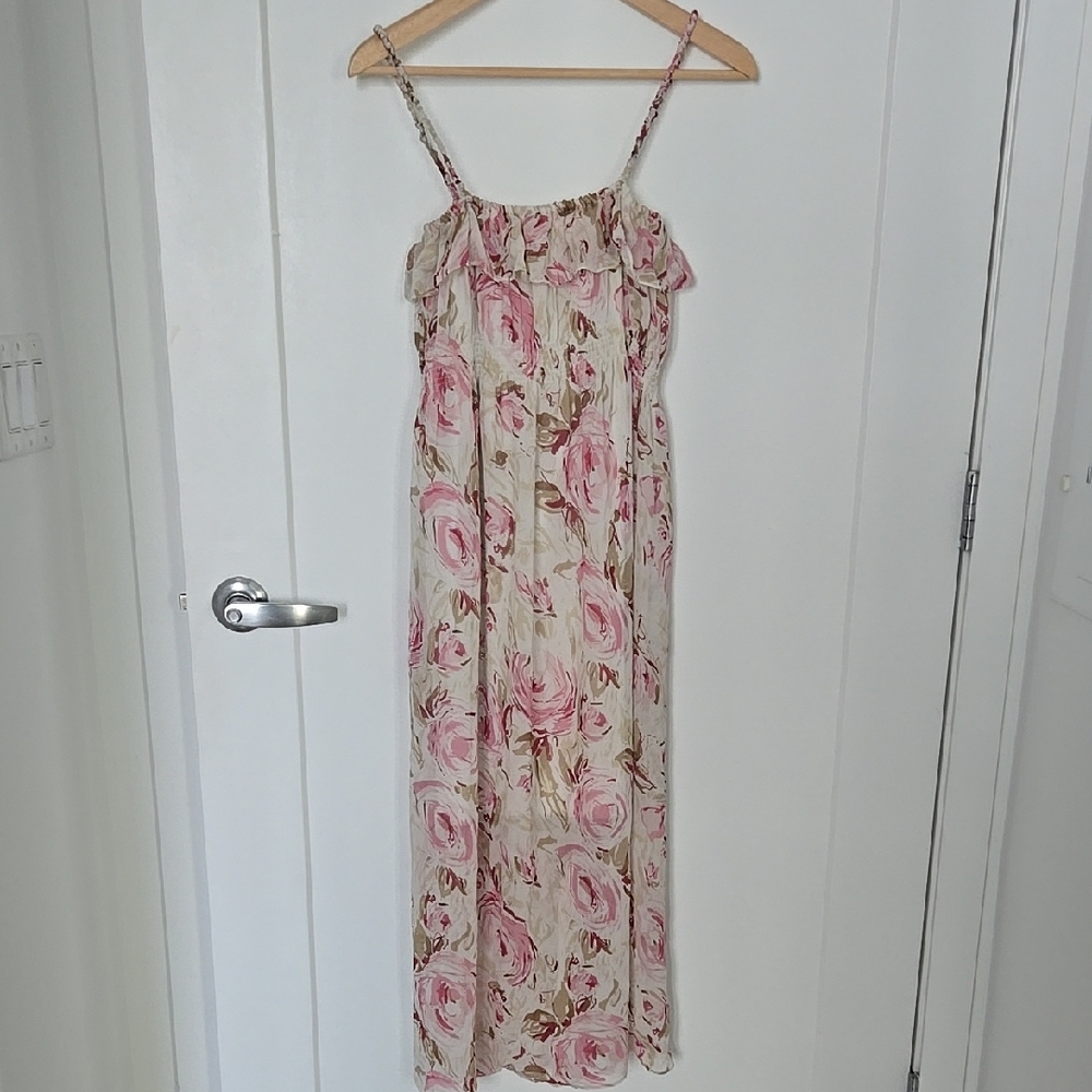 Floral Pink and Cream Maxi Dress